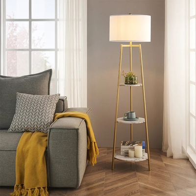 E27 Wood Fabric Column Floor Lamp Indoor Living Room Decoration Modern