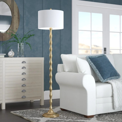 Fabric Metal Gold White E26 Traditional Floor Lamp Modern Decoration