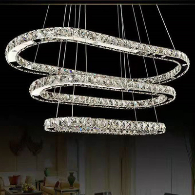 Interior Hanging Stainless Steel Modern Led Crystal Pendant Light For Villa Bedroom
