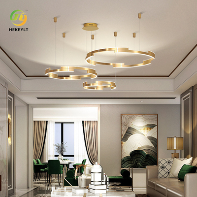 Geometric Bronze Luxury Modern Ring Light Living Room Creative High End