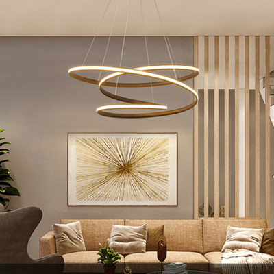 Modern Aluminum Ring LED Lighting Chandeliers For Living Room Bedroom