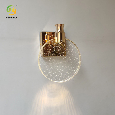 Round Crystal Gold Background Metal Modern Wall Lamp Dressing Table Mirror