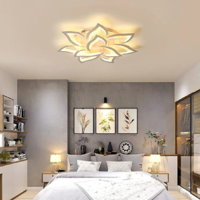 Acrylic Artistic Bedroom Modern Led Ceiling Light Simple Decorative White Flower