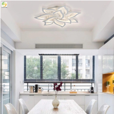 Acrylic Artistic Bedroom Modern Led Ceiling Light Simple Decorative White Flower