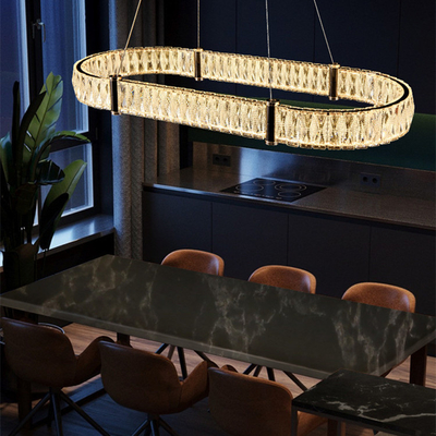 Customized LED Gold Crystal Pendant Light Apartment Artistic Living Room