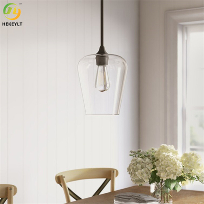 Clear Goblet Shape Glass Pendant Light Modern Indoor E26 Bulb Base