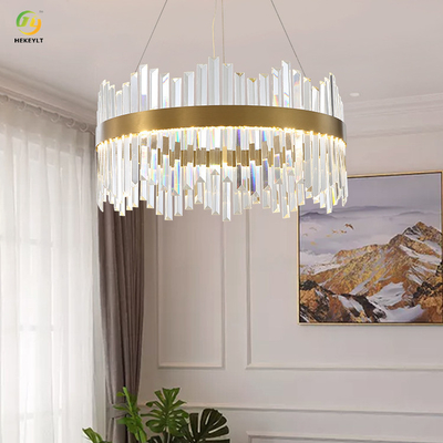 LED Iron Glass Crystal Modern Ring Light For Living Room Postmodern Minimalist