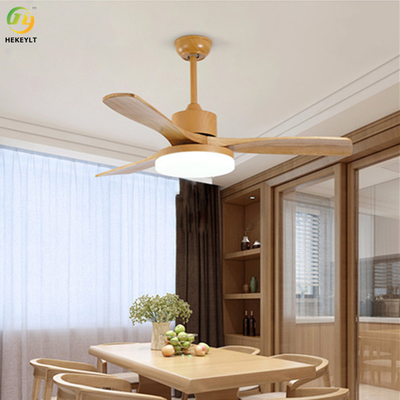 50W LED Smart Wood Blade Ceiling Fan Light With Remote Control