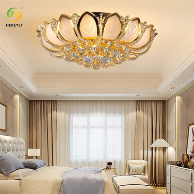 Classic Luxury Gold Modern Led Crystal Ceiling Lamp E14 Bulb Base
