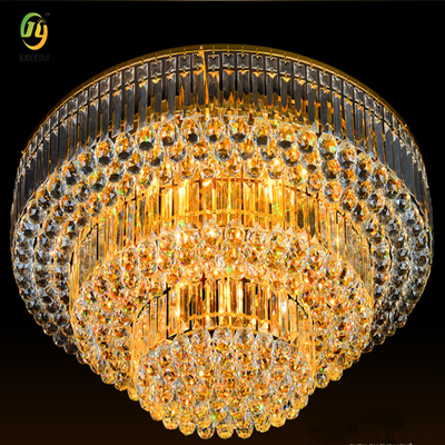 Luxury Bulb Base E14 Gold Led Ceiling Light Crystal And Metal