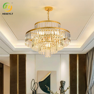 E14 Crystal Pendant Light Luxury Gold And Clear For Living Room