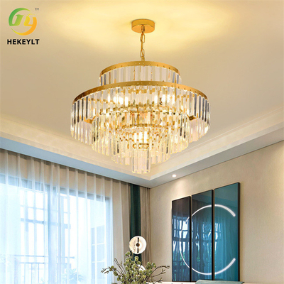 E14 Crystal Pendant Light Luxury Gold And Clear For Living Room