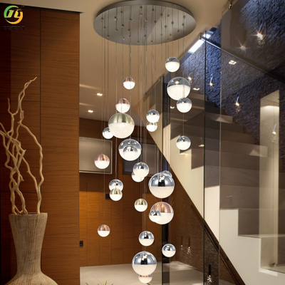 Project Led Strip 12cm Crystal Pendant Chandelier Luxury Sturdy Metal Glass Ball Clear Staircase