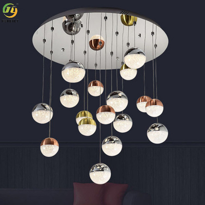 Project Led Strip 12cm Crystal Pendant Chandelier Luxury Sturdy Metal Glass Ball Clear Staircase