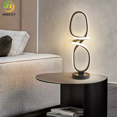 Nordic Modern Led Bedside Table Lamp Black Geometric Minimalist For Indoor