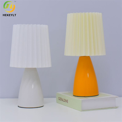 D10cm Usb Dimmable Bedside Table Lamp Ceramic And Fabric White Yellow Pink