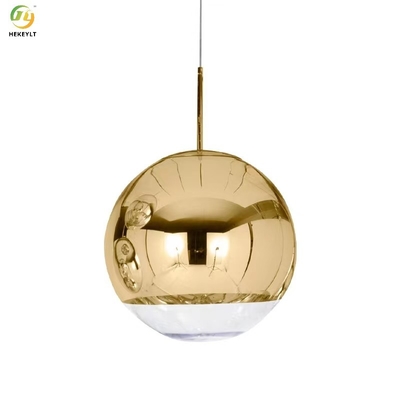 Gold 265V Round Glass Pendant Light Villa Clothing Store Single Head Small