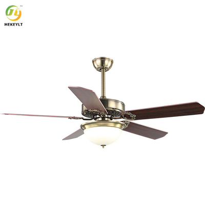 Wood Blade LED Ceiling Fan Light Remote Control Bedroom
