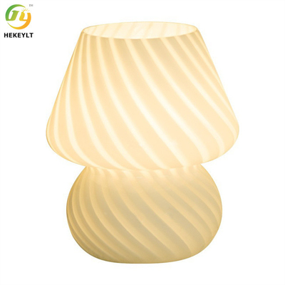 D14*H19cm Mushroom Glass Material LED Pink/ White Bedside Table Lamp Home Decor