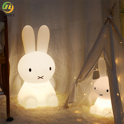 RGB Dimmable Remote Control PE Material White Rabbit Lamp For Bedroom