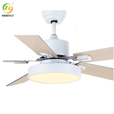 48W 52 Inch LED Metal Wood Ceiling Fan Light Downrod Mounting