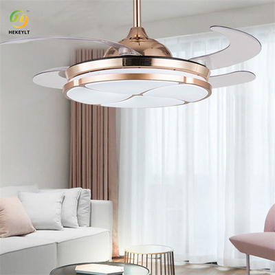 LED Acrylic Metal Gold Ceiling Fan Light 4 Blades 36W 42 Inch