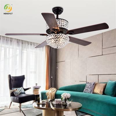 4 Blades LED Crystal Metal Gold / Black Ceiling Fan Light With Remote Control 52 Inch