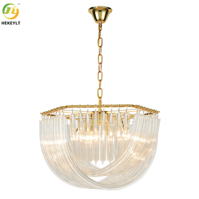 E14 Iron Plating And Glass Led Luxury Gold Chandelier For Indoor Decoration