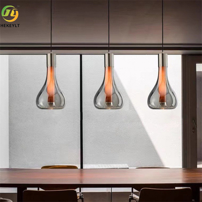E27 Aluminum And Glass Chrome And Smoky Gray Pendant Light For Indoor Decor