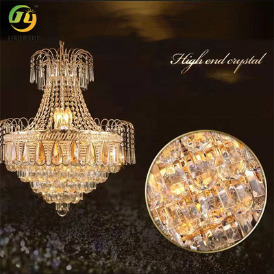Customized Lustres Led Gold Crystal Candle Chandelier Luxury For Wedding Lobby Hotel
