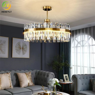 Dimmable Gold Round K9 Crystal Hanging Ceiling Light Modern Crystal Chandeliers