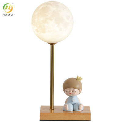 D120*H320mm Multiple dimming 3D Printed Moon Lamp Starry Sky Wood+Iron Lamp Bedside Table Lamp