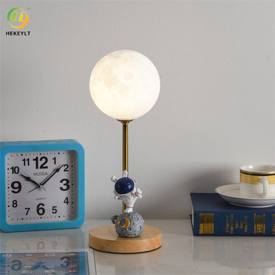 D120*H320mm Multiple dimming 3D Printed Moon Lamp Starry Sky Wood+Iron Lamp Bedside Table Lamp