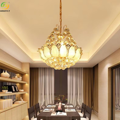 Gold K9 Round Hanging Ceiling Light Modern Crystal LED Pendant Lights