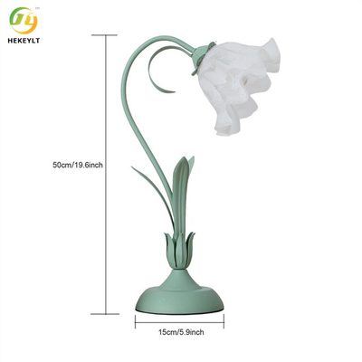 E27 Green Flower Glass Table Lamp Ceramic Lamp Holder