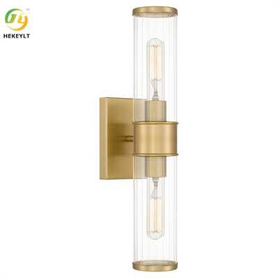 Striking Style Gold Metal Glass Modern Wall Light 2 Light