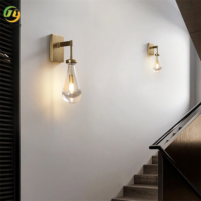 Drops Blown Glass Gold Modern Wall Light For Bedroom Living Room