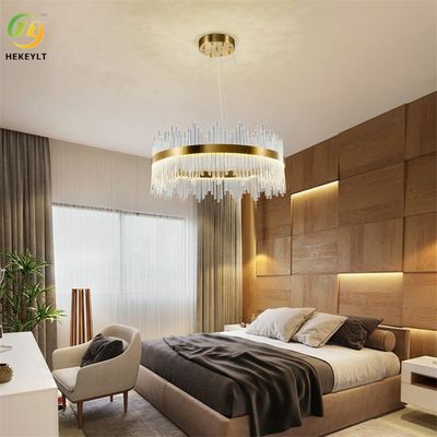 Clear Metal Gold Crystal Pendant Light For Wedding
