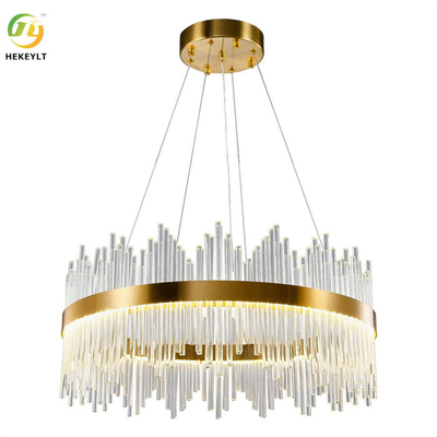 Clear Metal Gold Crystal Pendant Light For Wedding