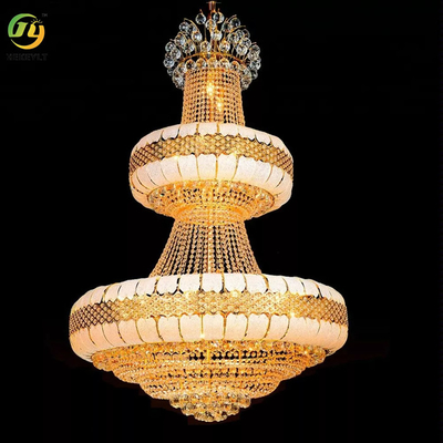 LED Gold K9 Crystal Hanging Ceiling Light Modern Round Crystal Chandeliers