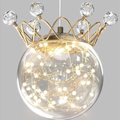 Metal Clear Crystal Pendant Light For Living Room