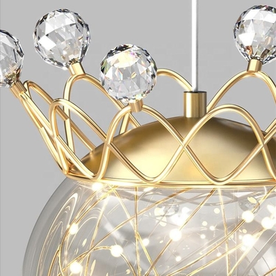 Metal Clear Crystal Pendant Light For Living Room