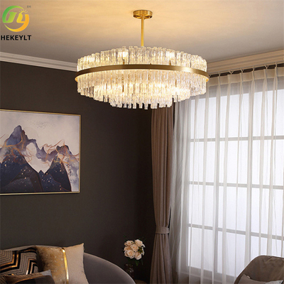 LED Gold Round K9 Crystal Hanging Ceiling Light Modern Crystal Chandeliers