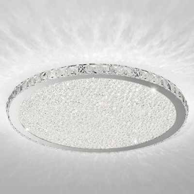 Bedroom Dining LED Ceiling Light Stainless Steel Clear Crystal Round Ceiling Light
