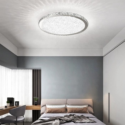 Bedroom Dining LED Ceiling Light Stainless Steel Clear Crystal Round Ceiling Light