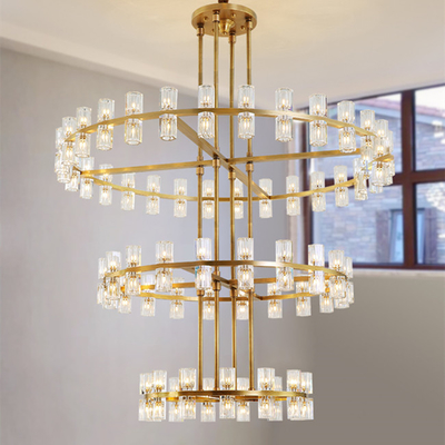 Led Crystal Luxury Chandelier American Minimalist Villa Hotel Soft Decoration Light