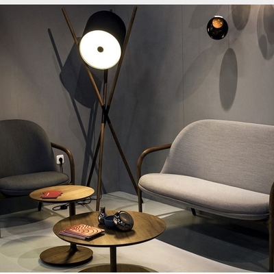 Walnut Leather Living Room LED Floor Lamp Nordic Danish Style 58x173cm