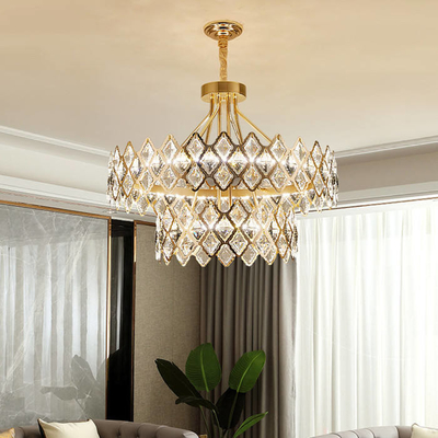 LED Gold Hanging Modern Luxury Crystal Glass Chandelier For Living Room Bedroom