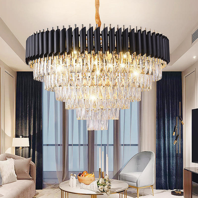 Round Indoor Luxury Pendant Light Black Gold LED Hanging Lights Home
