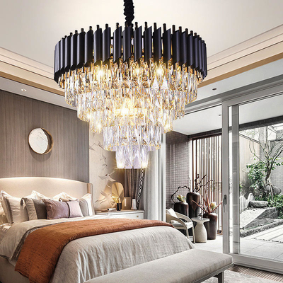 Round Indoor Luxury Pendant Light Black Gold LED Hanging Lights Home